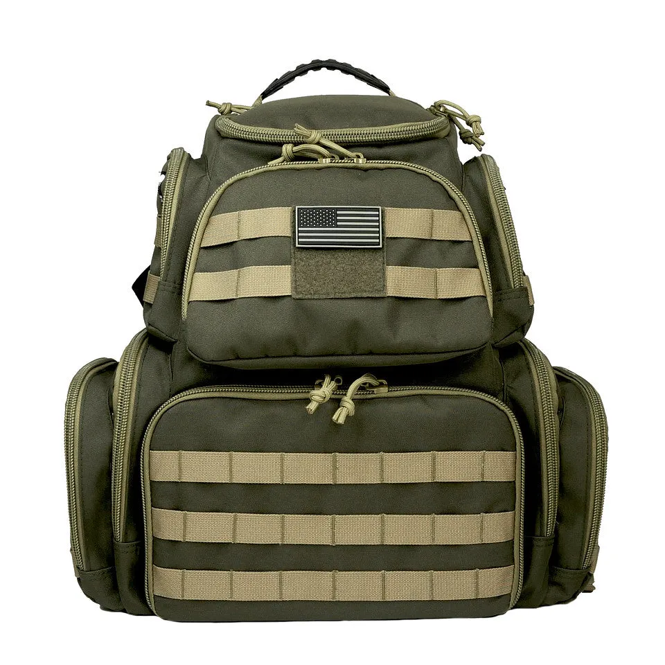 Multiple compartments Tactical Lockable Range Backpack with Free USA Patch and rain cover
