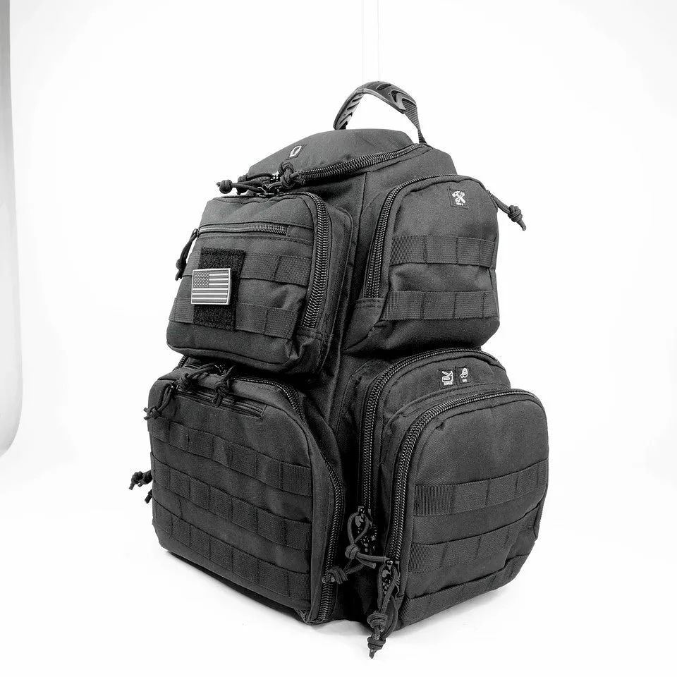 Multiple compartments Tactical Lockable Range Backpack with Free USA Patch and rain cover