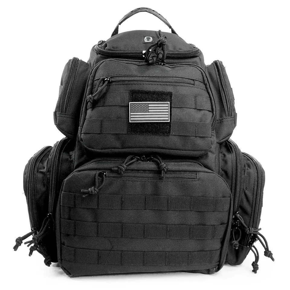 Multiple compartments Tactical Lockable Range Backpack with Free USA Patch and rain cover