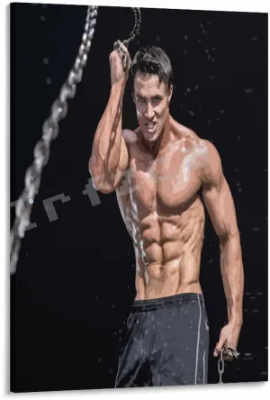 Muscle Man Greg Plitt Mr. Health Poster Retro Famous Actor Quotes Poster Canvas Painting Wall Art Poster for Bedroom Living Room Decor 08x12inch(20x30cm) Frame-style