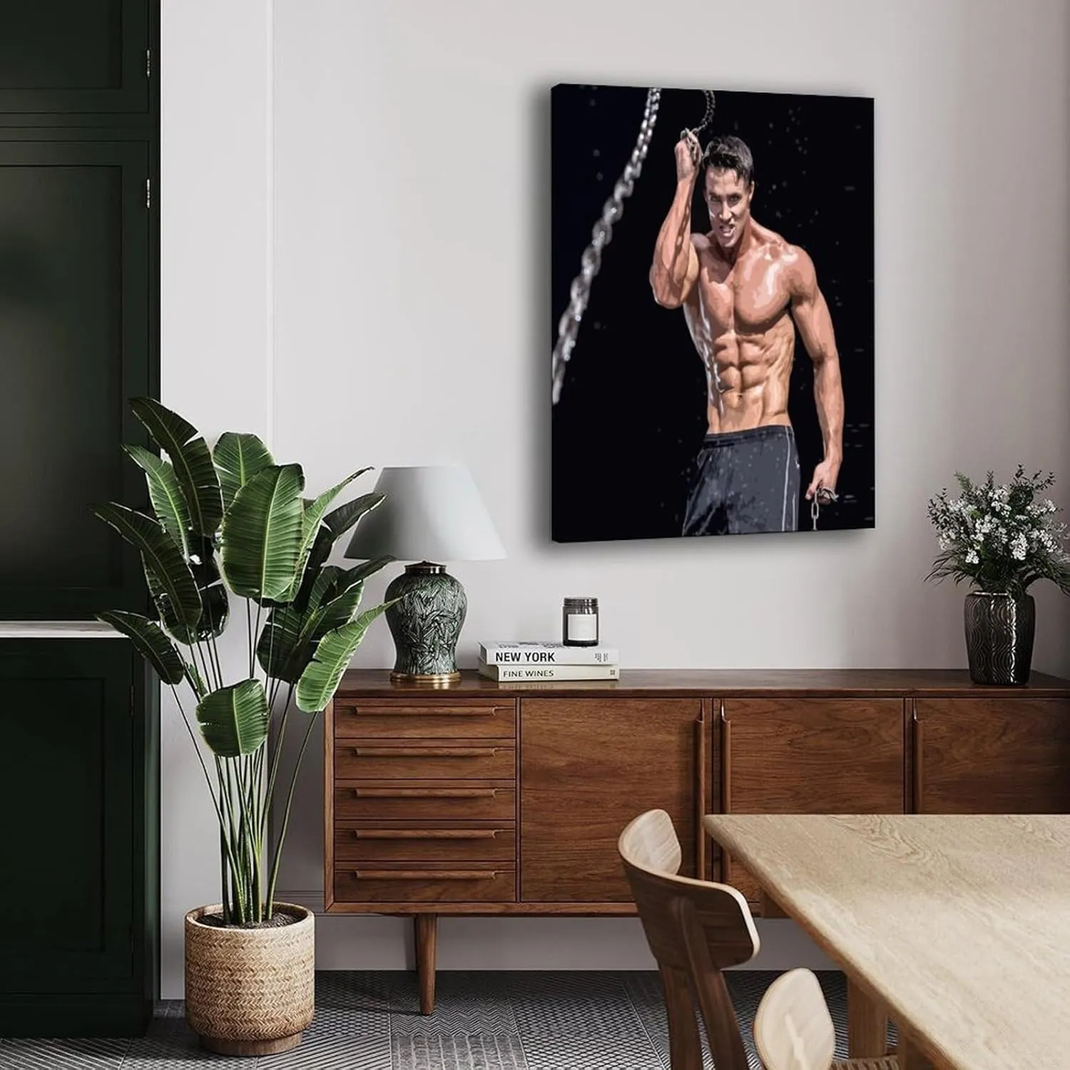 Muscle Man Greg Plitt Mr. Health Poster Retro Famous Actor Quotes Poster Canvas Painting Wall Art Poster for Bedroom Living Room Decor 08x12inch(20x30cm) Frame-style
