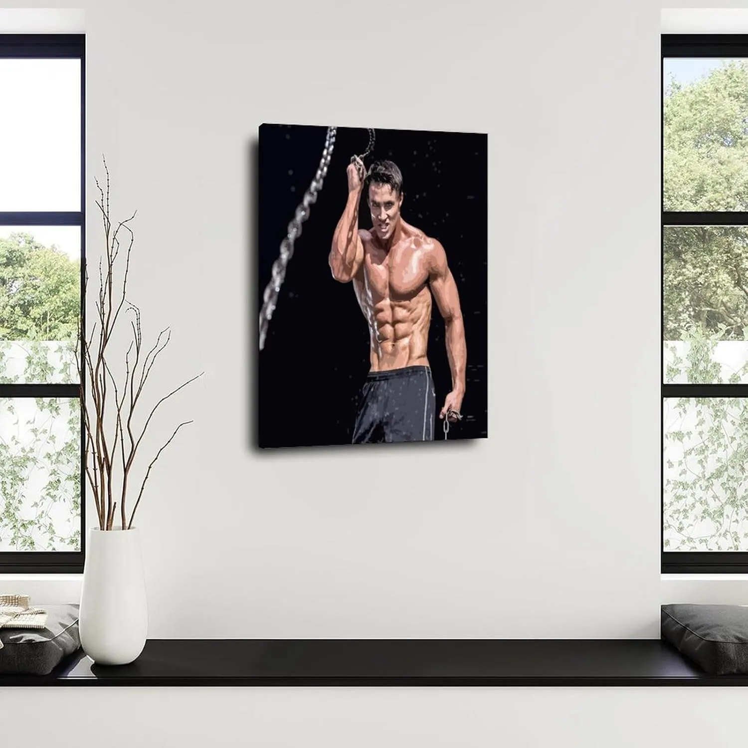 Muscle Man Greg Plitt Mr. Health Poster Retro Famous Actor Quotes Poster Canvas Painting Wall Art Poster for Bedroom Living Room Decor 08x12inch(20x30cm) Frame-style