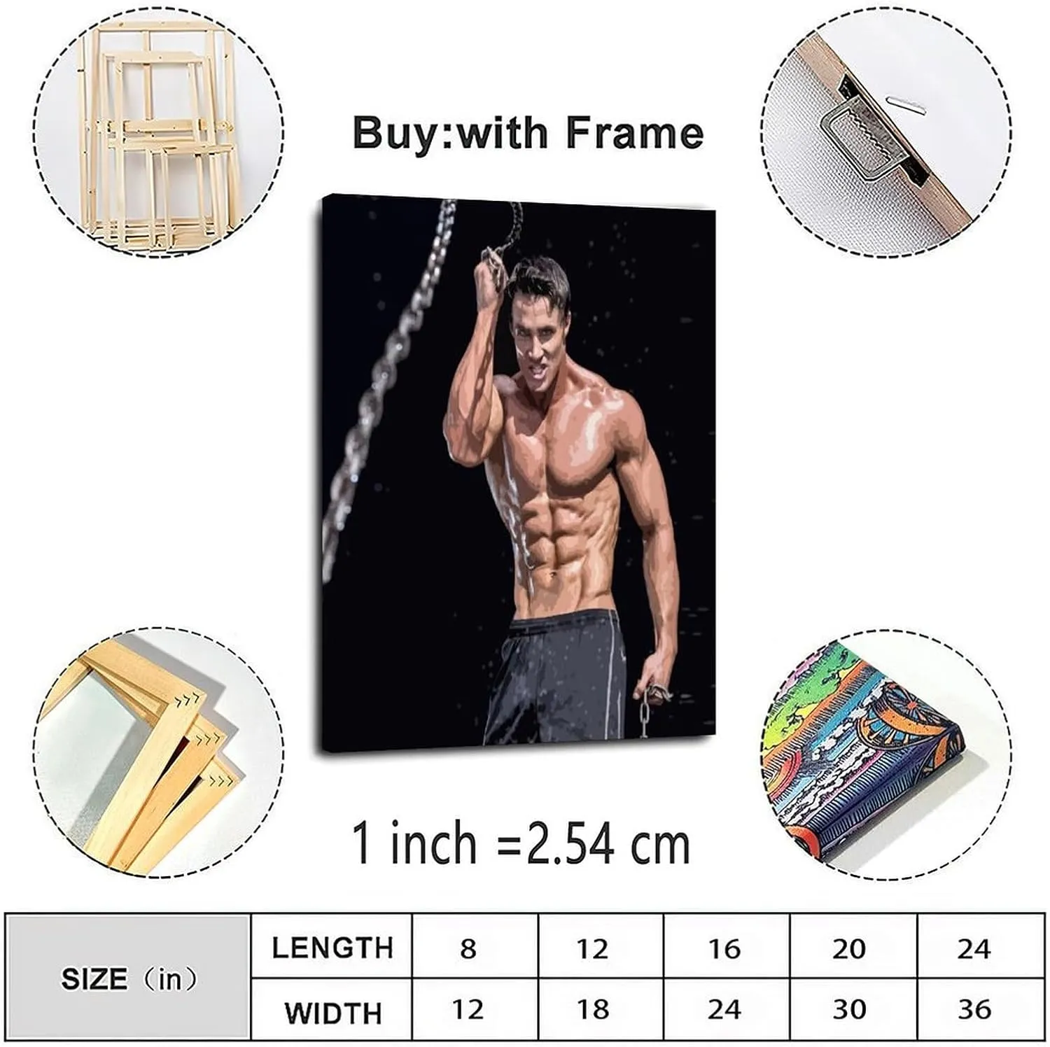 Muscle Man Greg Plitt Mr. Health Poster Retro Famous Actor Quotes Poster Canvas Painting Wall Art Poster for Bedroom Living Room Decor 08x12inch(20x30cm) Frame-style