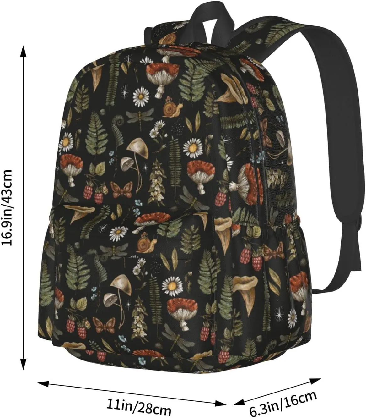 Mushroom Backpack Adjustable Strap Shoulder Bag Laptop Backpack Casual Daypack For Travel Work 16 Inches