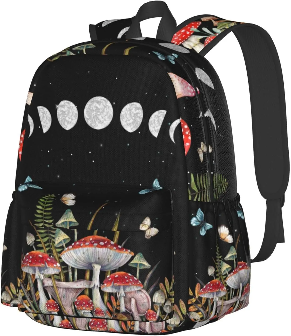 Mushroom Waterproof Backpack Adjustable Shoulder Straps Bag Large Capacity Casual Daypack Bookbag For Travel Work