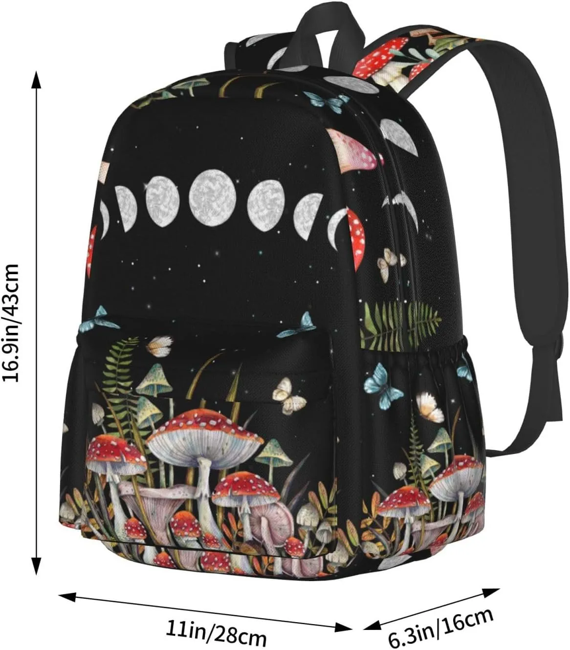 Mushroom Waterproof Backpack Adjustable Shoulder Straps Bag Large Capacity Casual Daypack Bookbag For Travel Work
