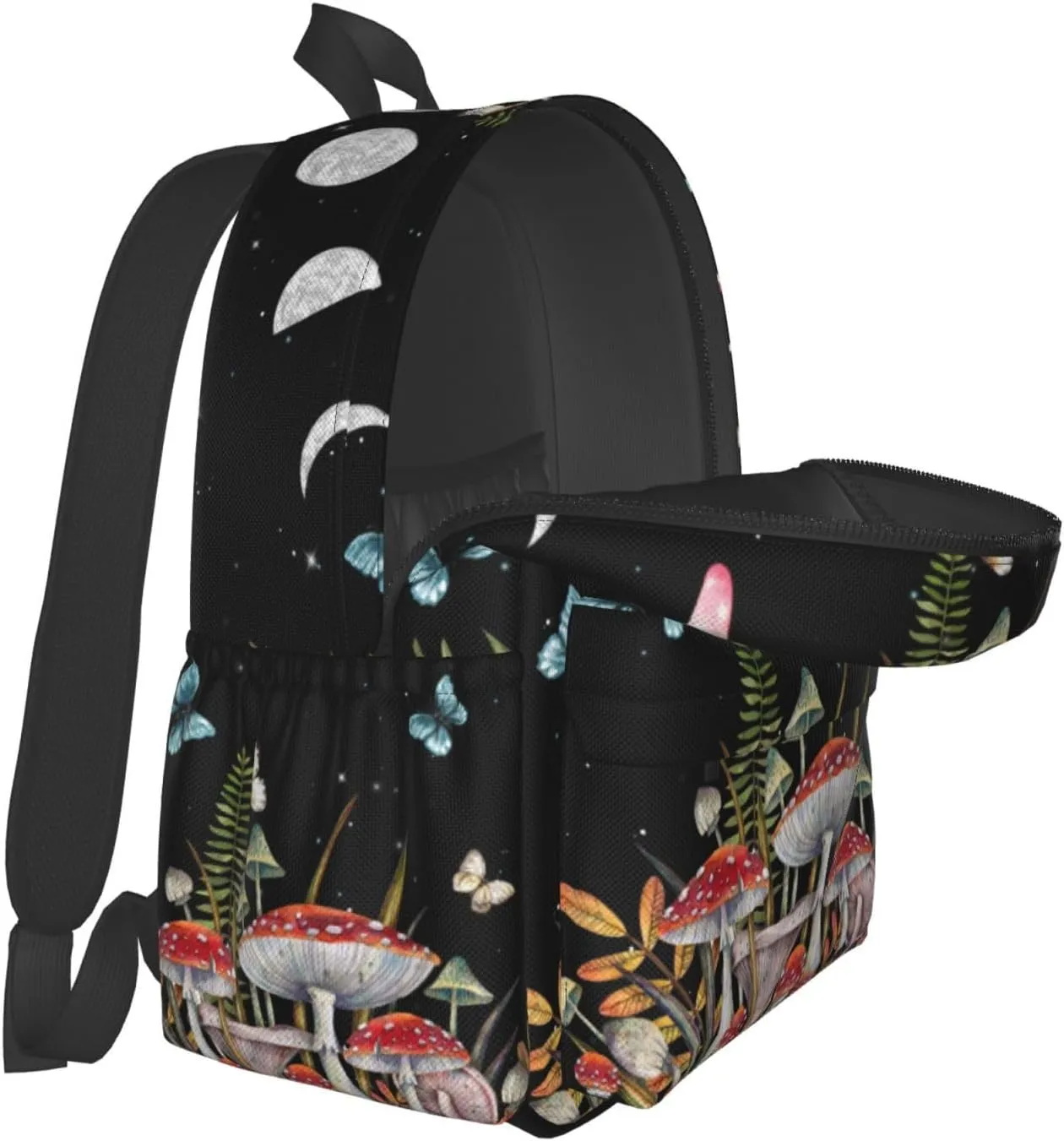 Mushroom Waterproof Backpack Adjustable Shoulder Straps Bag Large Capacity Casual Daypack Bookbag For Travel Work