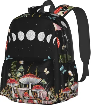 Mushroom Waterproof Backpack Adjustable Shoulder Straps Bag Large Capacity Casual Daypack Bookbag For Travel Work