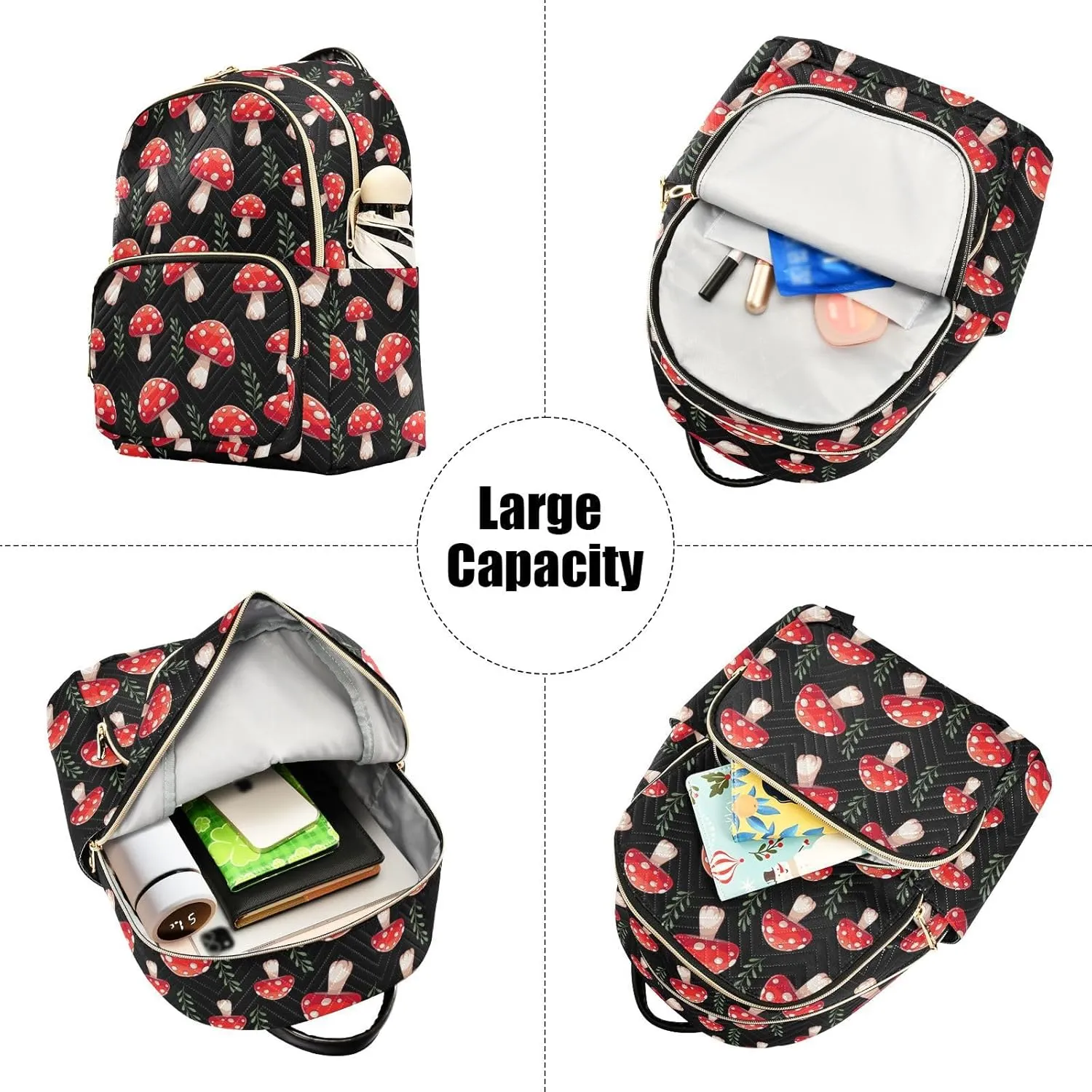 Mushrooms Mini Backpack for Women, Travel Backpack Purse Daypack Shoulder Bag for Ladies