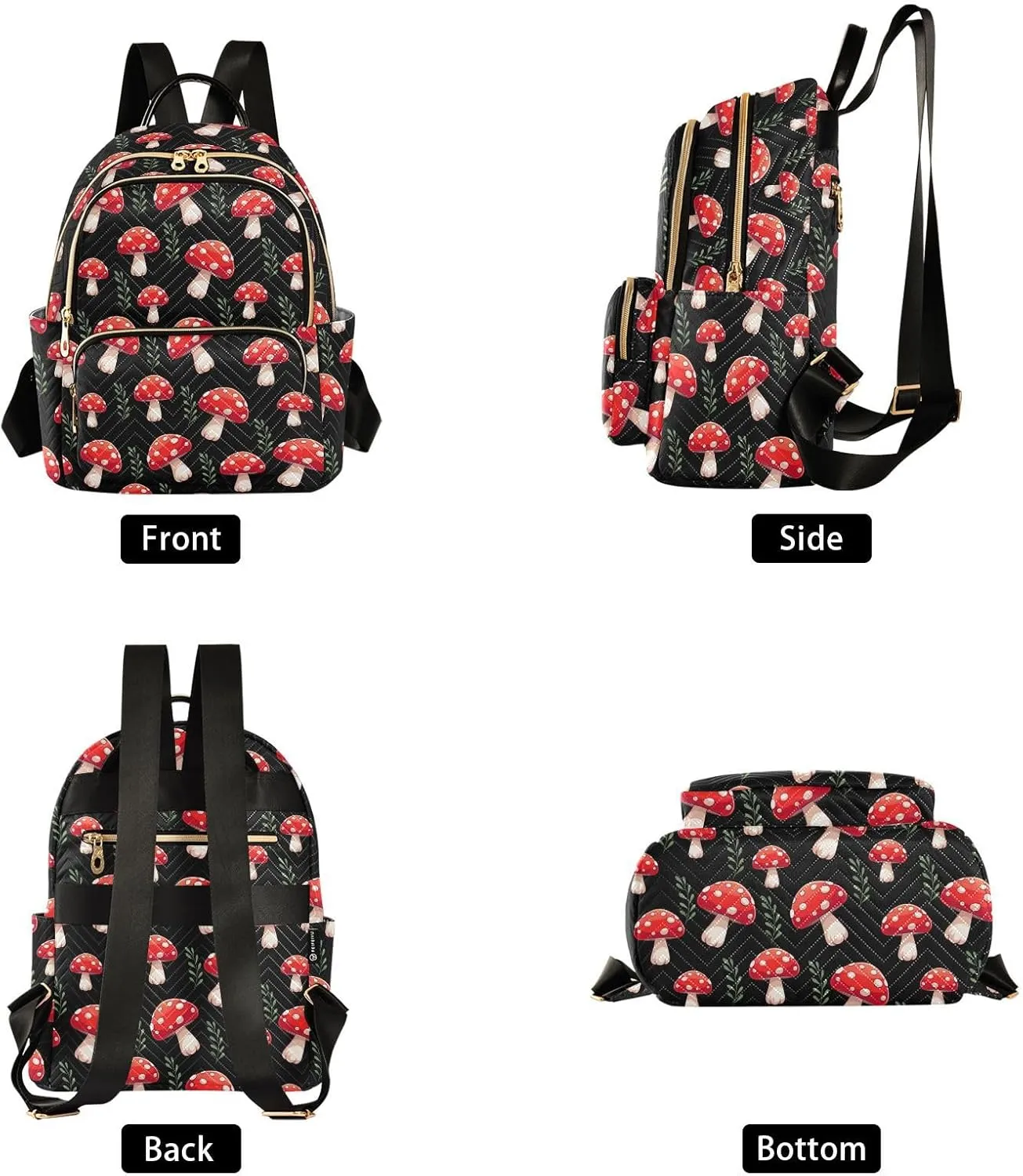 Mushrooms Mini Backpack for Women, Travel Backpack Purse Daypack Shoulder Bag for Ladies