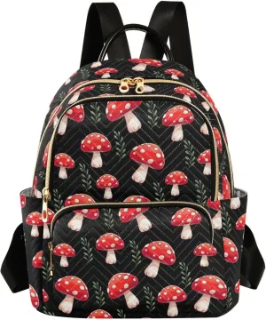 Mushrooms Mini Backpack for Women, Travel Backpack Purse Daypack Shoulder Bag for Ladies