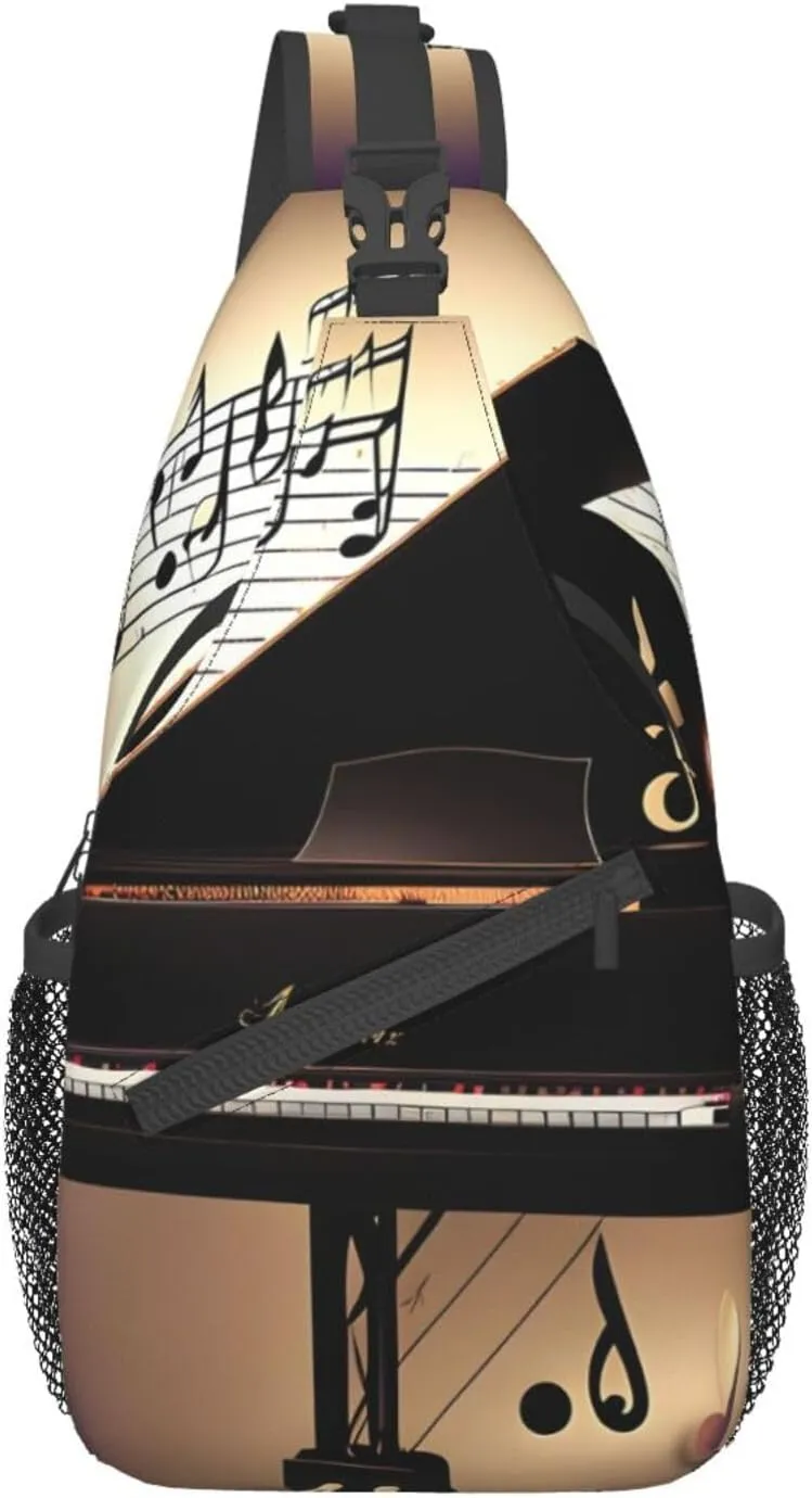 Music Note Piano High Storage Capacity Chest Bag Diagonally Sling Backpack Crossbody Shoulder Bag For Men Women