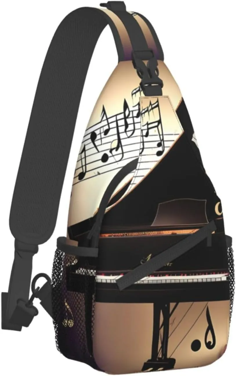 Music Note Piano High Storage Capacity Chest Bag Diagonally Sling Backpack Crossbody Shoulder Bag For Men Women