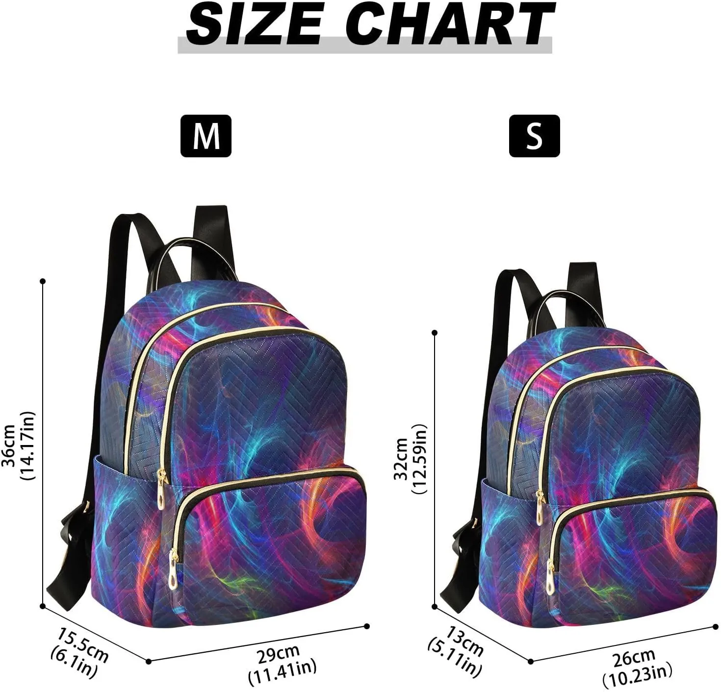 Music Rhythm Fashion Travel Backpack for Women Multi Pockets Lightweight Purse for Women-M