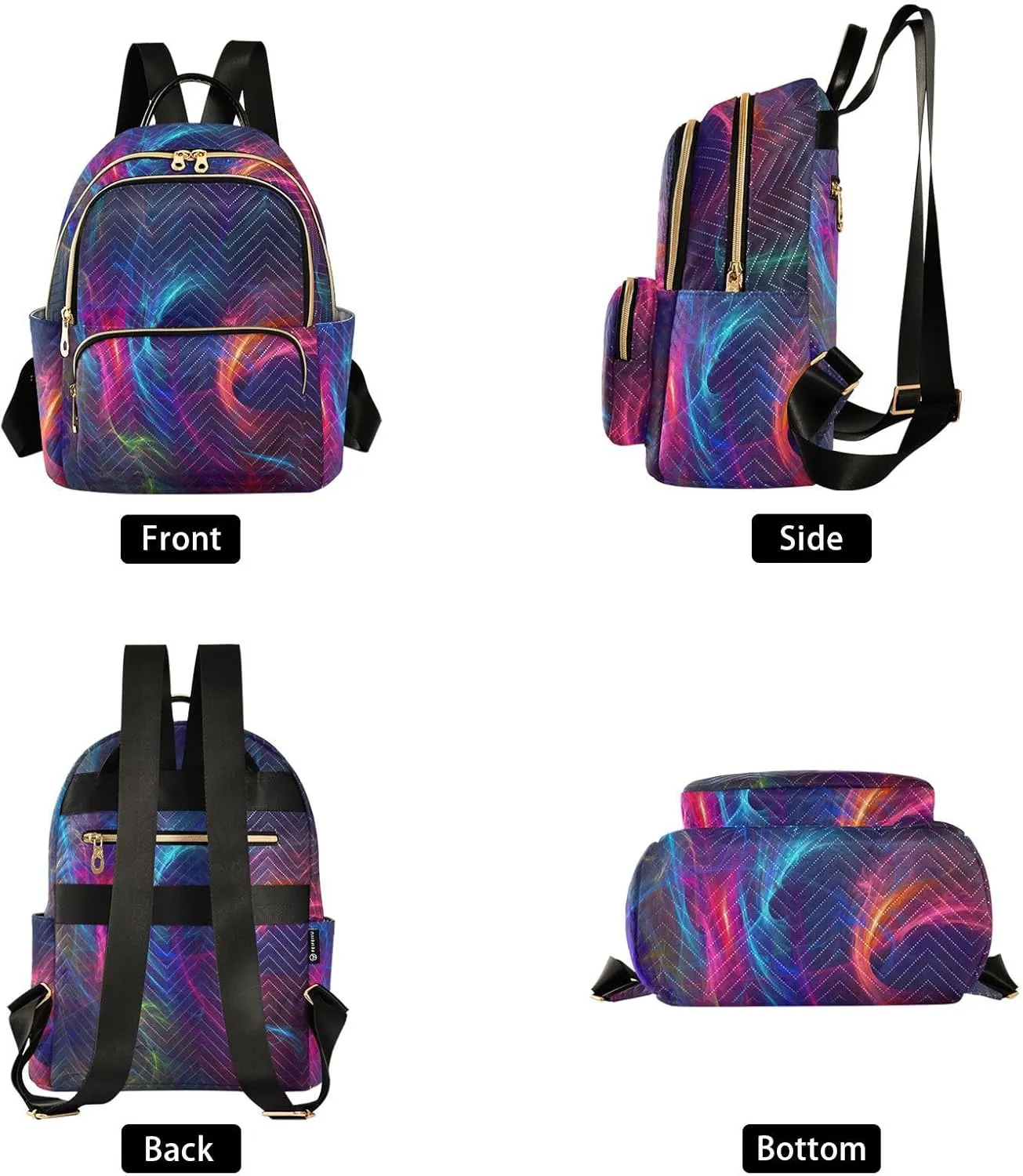 Music Rhythm Fashion Travel Backpack for Women Multi Pockets Lightweight Purse for Women-M