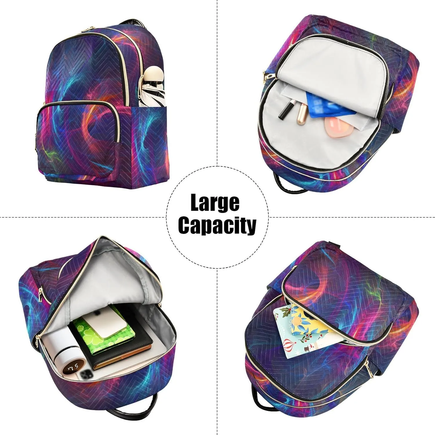 Music Rhythm Fashion Travel Backpack for Women Multi Pockets Lightweight Purse for Women-M