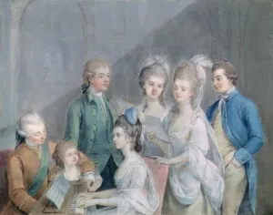 MVOVZQCV Famous Prints Picture portrait painting the Family of Charles Schaw by Johan Zoffany Classic Canvas Paintings for Home Decor 60x90cm