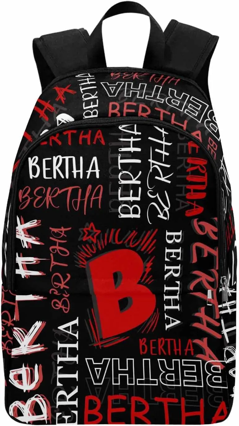 MyPupSocks Custom Name Backpack Bag for Boys Girls, Personalized Black Initial Name Logo Schoolbag Casual Backpack Customized Bookbag for Unisex Back School Camping Hiking Travel