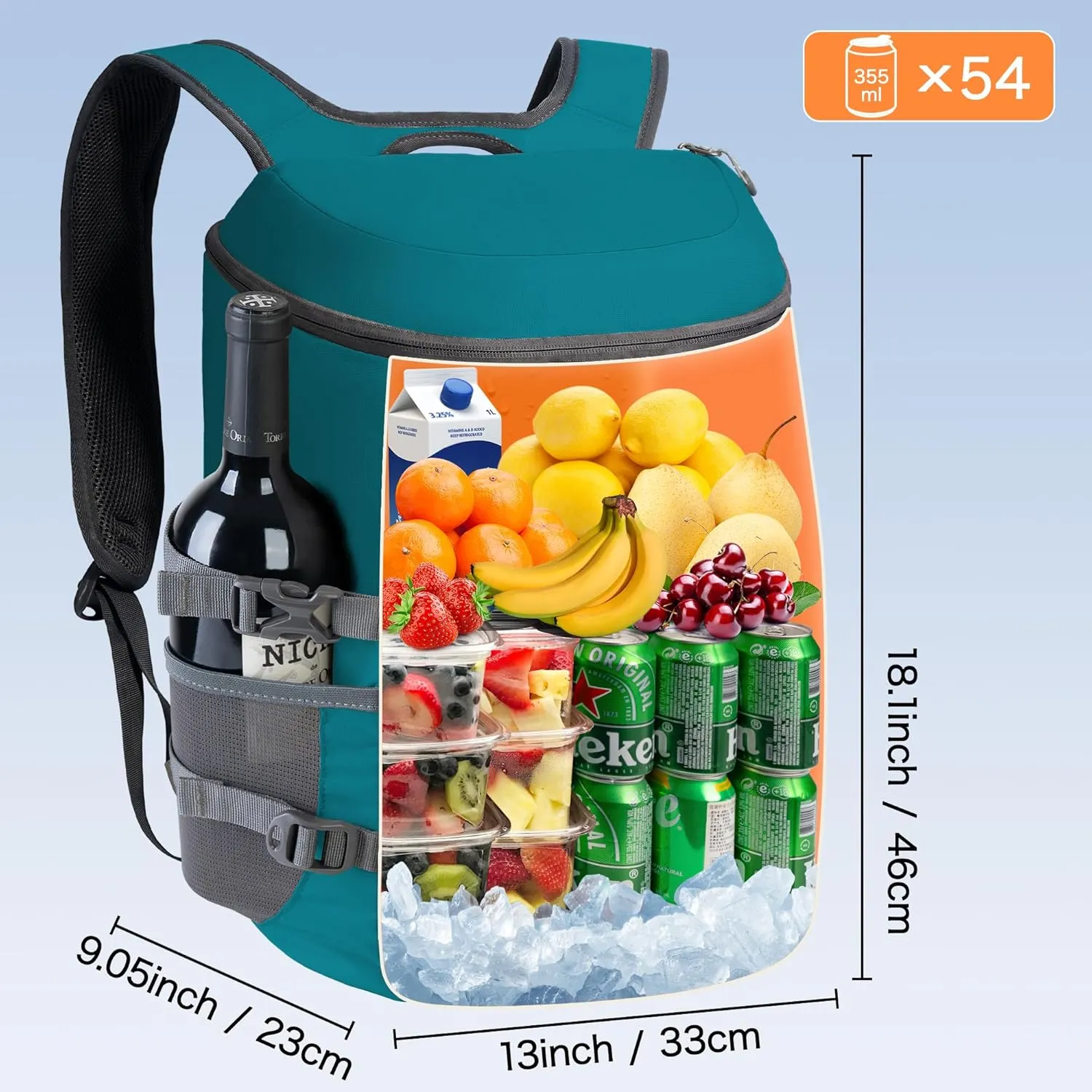 N NEVO RHINO Insulated Backpack Cooler - 36/54 Can Capacity, Waterproof Leak-Proof Lightweight Multi-Functional & Spacious， Ideal for Camping, Travel, Beach, Picnics， Lunch & Day Trips