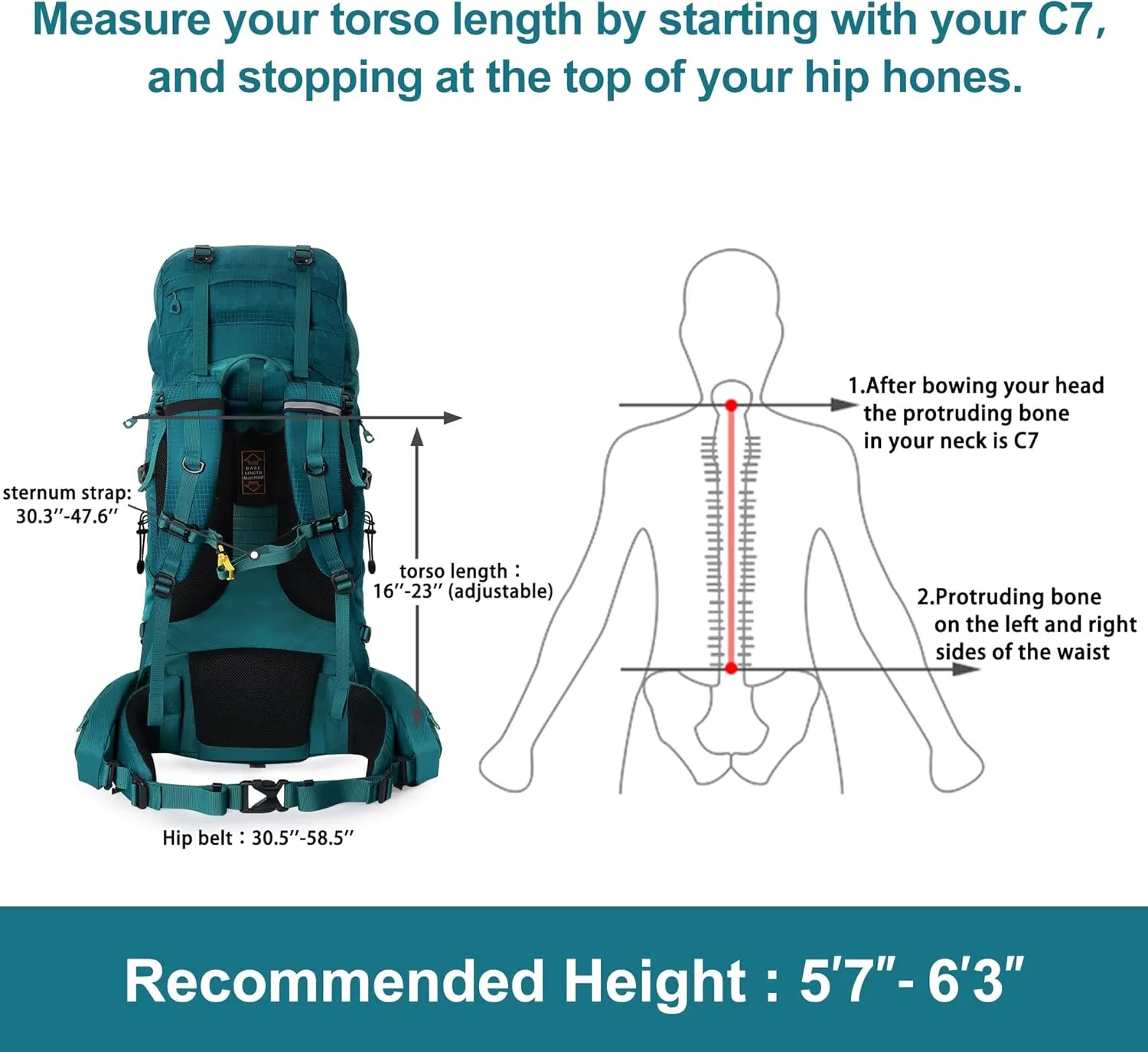 N NEVO RHINO Internal Frame Hiking Backpack 50/60/65/70/80L, Mountain Climbing Camping Backpack Daypack Waterproof Rain Cover