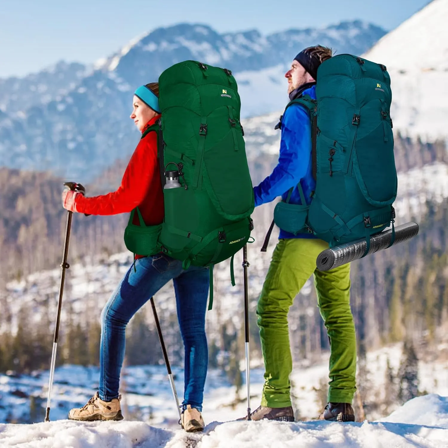 N NEVO RHINO Internal Frame Hiking Backpack 50/60/65/70/80L, Mountain Climbing Camping Backpack Daypack Waterproof Rain Cover