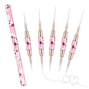Nail Art Brushes Set - Eptbsdu 5PC Double Ended Nail Art Liner Brushes Striping Brushes for Short Strokes, Details, Blending, Elongated Lines 5/7/9/10/11/15/20/22/25/30mm