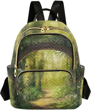 Nature Forest Scenic Mini Backpack for Women Quilted Small Backpack Purse Causal Daypack for Travel, M
