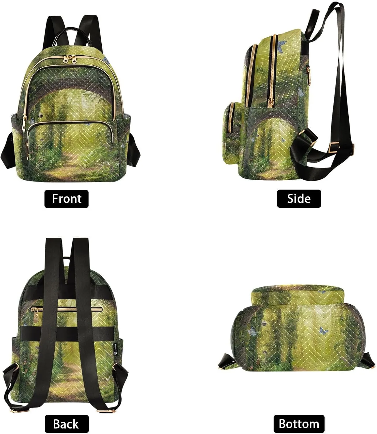 Nature Forest Scenic Mini Backpack for Women Quilted Small Backpack Purse Causal Daypack for Travel, M