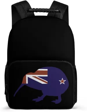New Zealand Flag Kiwi Unisex Backpack Casual Daypacks 16" Shoulders Bag for Camping Hiking Travel Gear