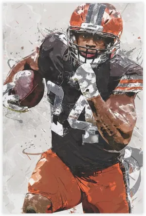 Nick Chubb Canvas Poster Bedroom Decor Landscape Office Room Decor Gift Unframe: 12x18inch(30x45cm)