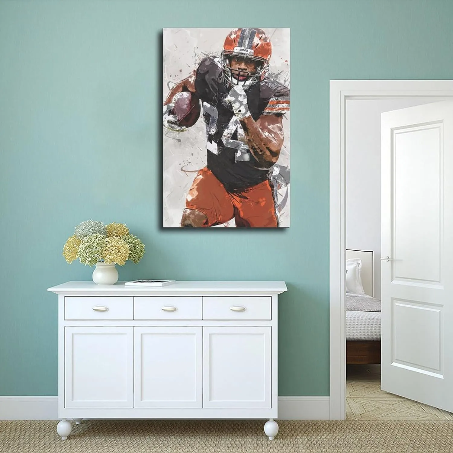 Nick Chubb Canvas Poster Bedroom Decor Landscape Office Room Decor Gift Unframe: 12x18inch(30x45cm)