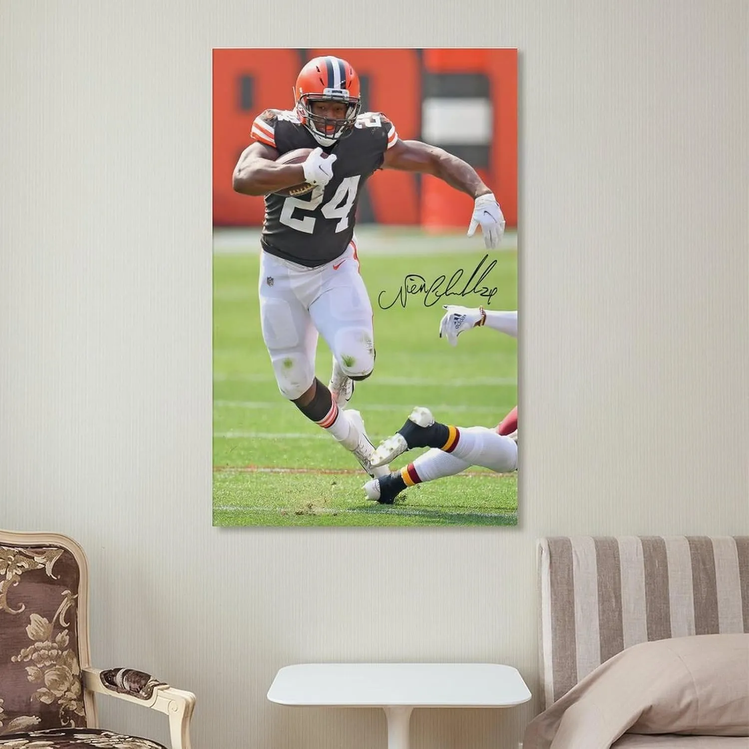 Nick Chubb Poster, Cleve-land Browns Poster Prints Canvas Wall Art for Trendy Dorm Room Decor Aesthetic Gift 08x12inch(20x30cm)