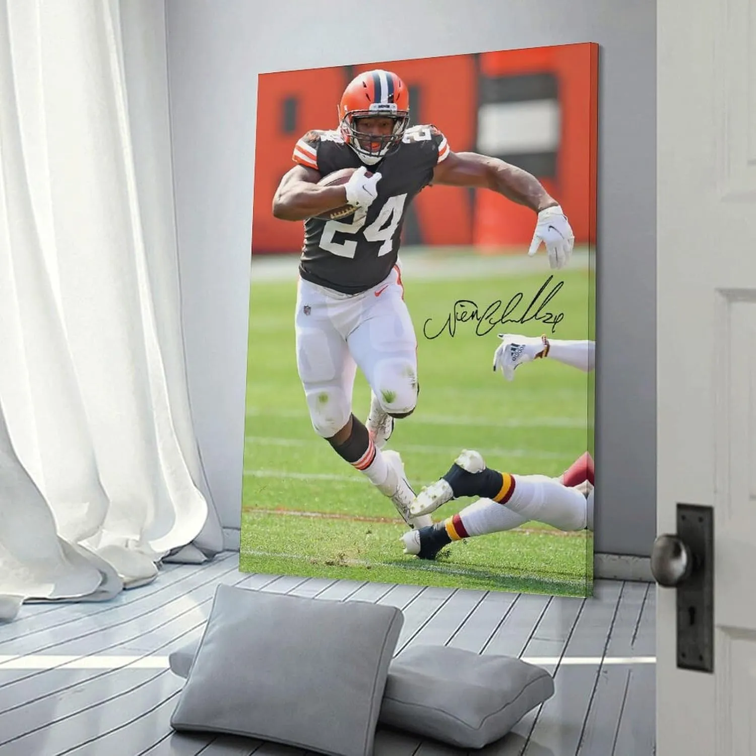 Nick Chubb Poster, Cleve-land Browns Poster Prints Canvas Wall Art for Trendy Dorm Room Decor Aesthetic Gift 08x12inch(20x30cm)