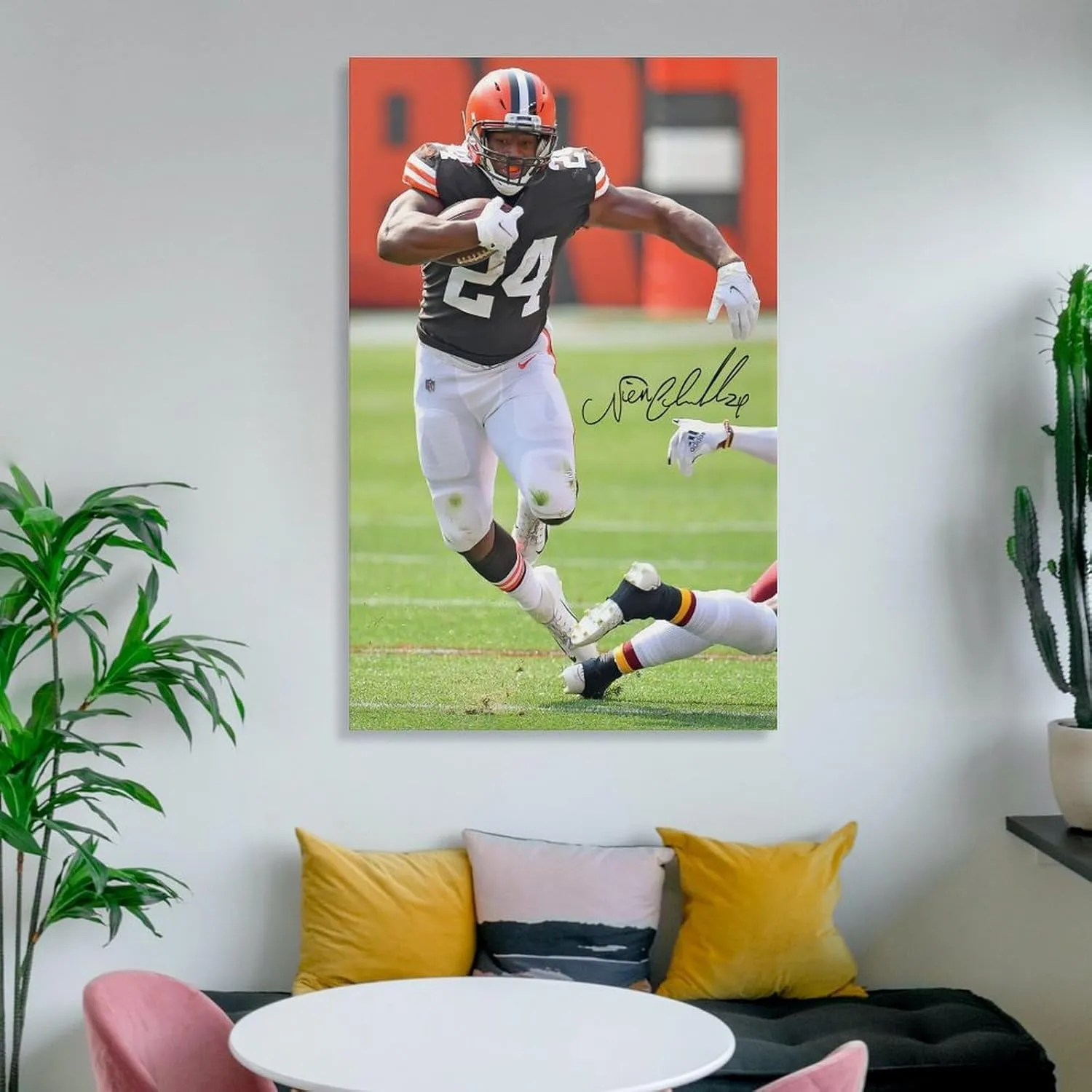 Nick Chubb Poster, Cleve-land Browns Poster Prints Canvas Wall Art for Trendy Dorm Room Decor Aesthetic Gift 08x12inch(20x30cm)