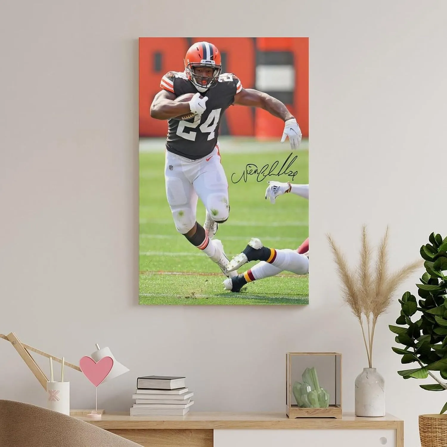 Nick Chubb Poster, Cleve-land Browns Poster Prints Canvas Wall Art for Trendy Dorm Room Decor Aesthetic Gift 08x12inch(20x30cm)