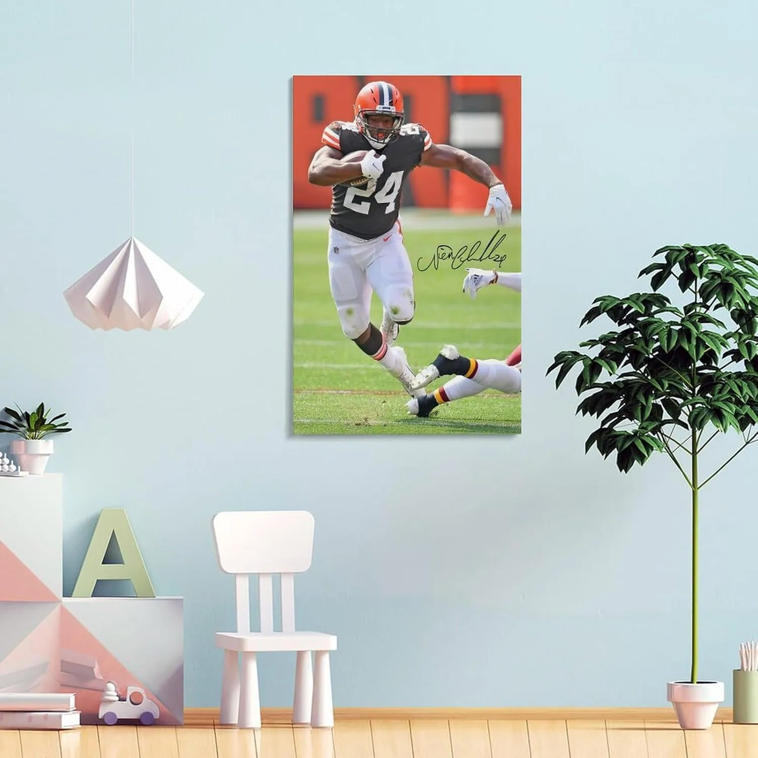 Nick Chubb Poster, Cleve-land Browns Poster Prints Canvas Wall Art for Trendy Dorm Room Decor Aesthetic Gift 08x12inch(20x30cm)