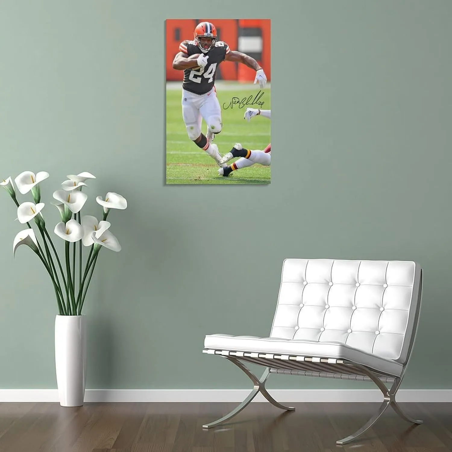 Nick Chubb Poster, Cleve-land Browns Poster Prints Canvas Wall Art for Trendy Dorm Room Decor Aesthetic Gift 08x12inch(20x30cm)