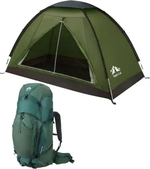 Night Cat Backpacking Tent with Internal-Frame Hiking Backpack 100L for One 1 to 2 Persons Lightweight Waterproof Camping Hiking Tent for Adults Kids Scouts Easy Setup Single Layer 2.2x1.2m