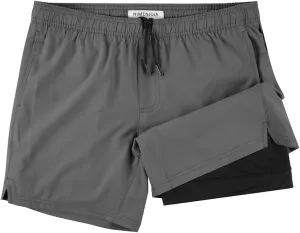 NIMENJOJA Mens 5.5" Gym Running Shorts 2 in 1 Quick Dry Workout Athletic Compression Shorts for Men