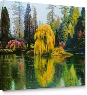 Niwo ART - Landscape Of A Lake, Landscape Canvas Wall Art Home Decor, Stretched Ready to Hang (16"x12"x3/4")