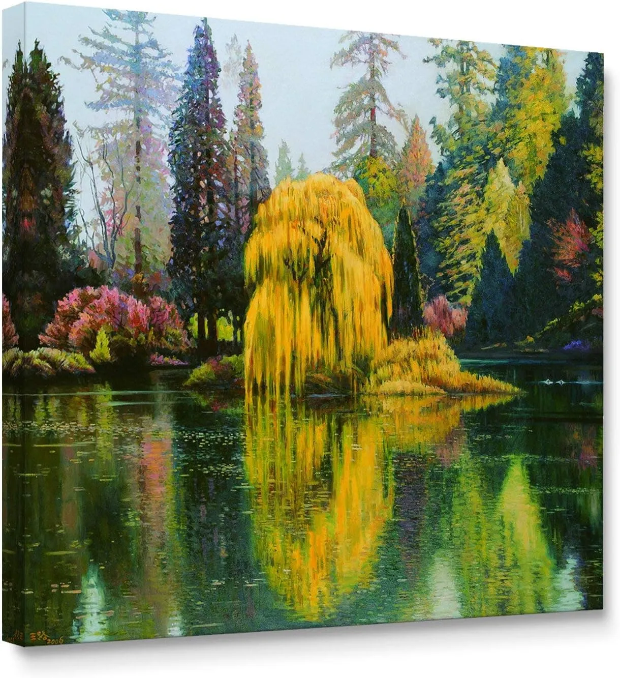Niwo ART - Landscape Of A Lake, Landscape Canvas Wall Art Home Decor, Stretched Ready to Hang (20"x16"x1.5")