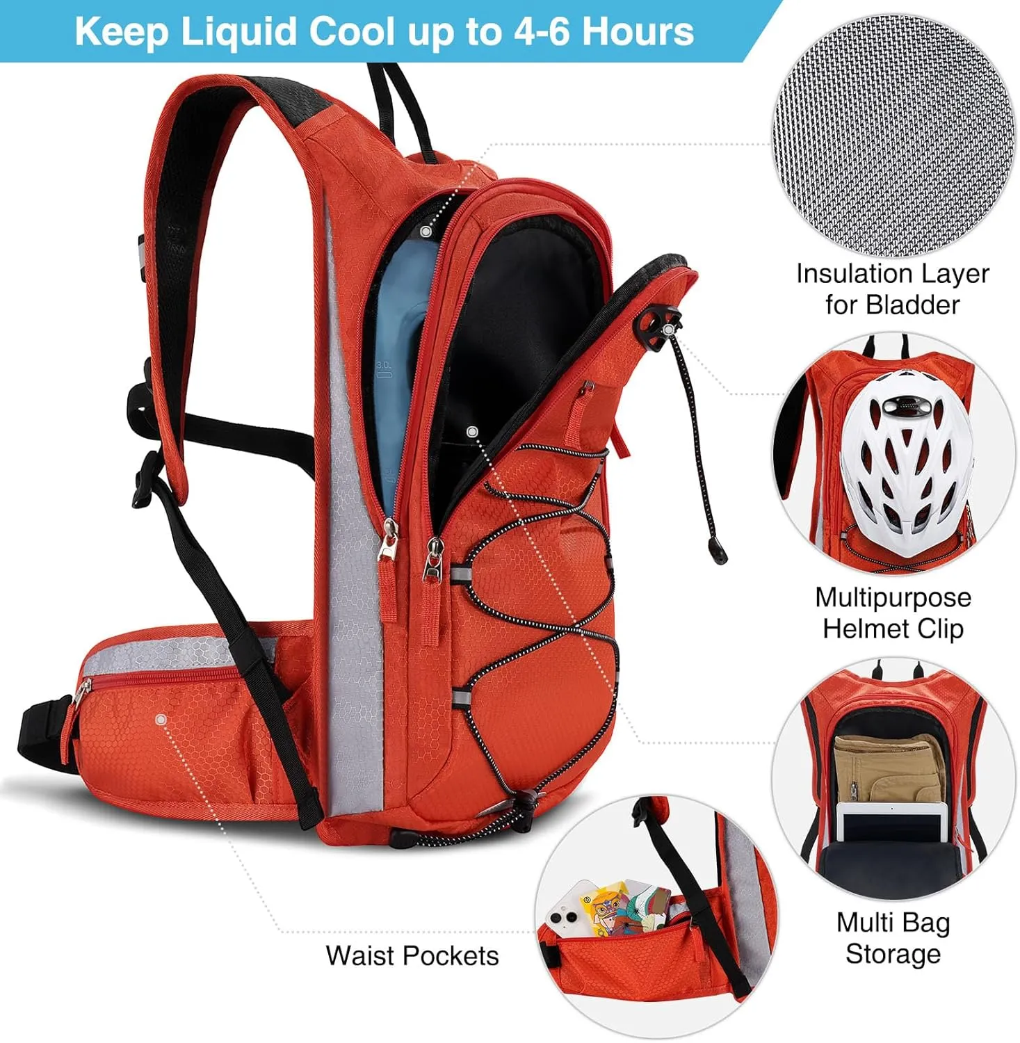 NOOLA Hydration Backpack, Insulated Hiking Water Backpack with 3L TPU Water Bladder for Men Women, Running Hydration Pack Hydro Daypack for Hiking, Trail, Running, Marathons Race, Cycling