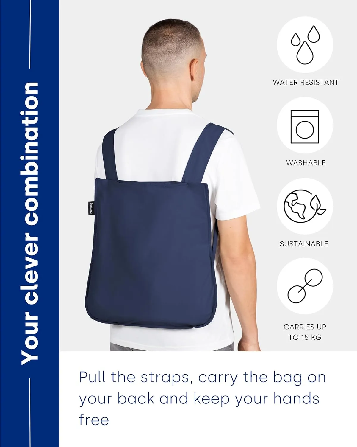 Notabag – 2 in 1 Backpack and Bag – Backpack waterproof – reusable grocery bags foldable