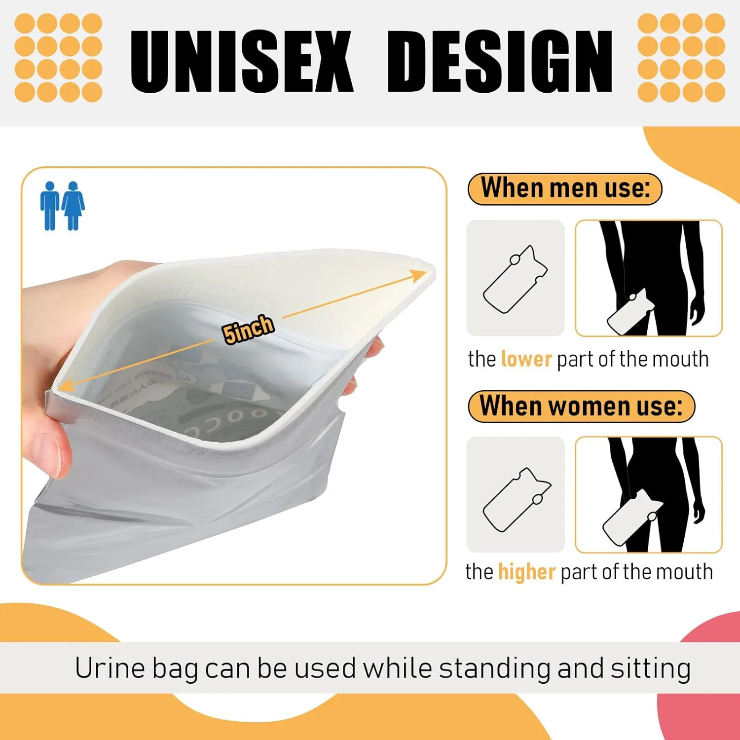 Nuogo 50 Pcs Disposable Urinal Bag Portable Camping Pee Unisex Female Urinal Vomit Bags for Travel, Camping, Hiking for Women Men Kids Patient
