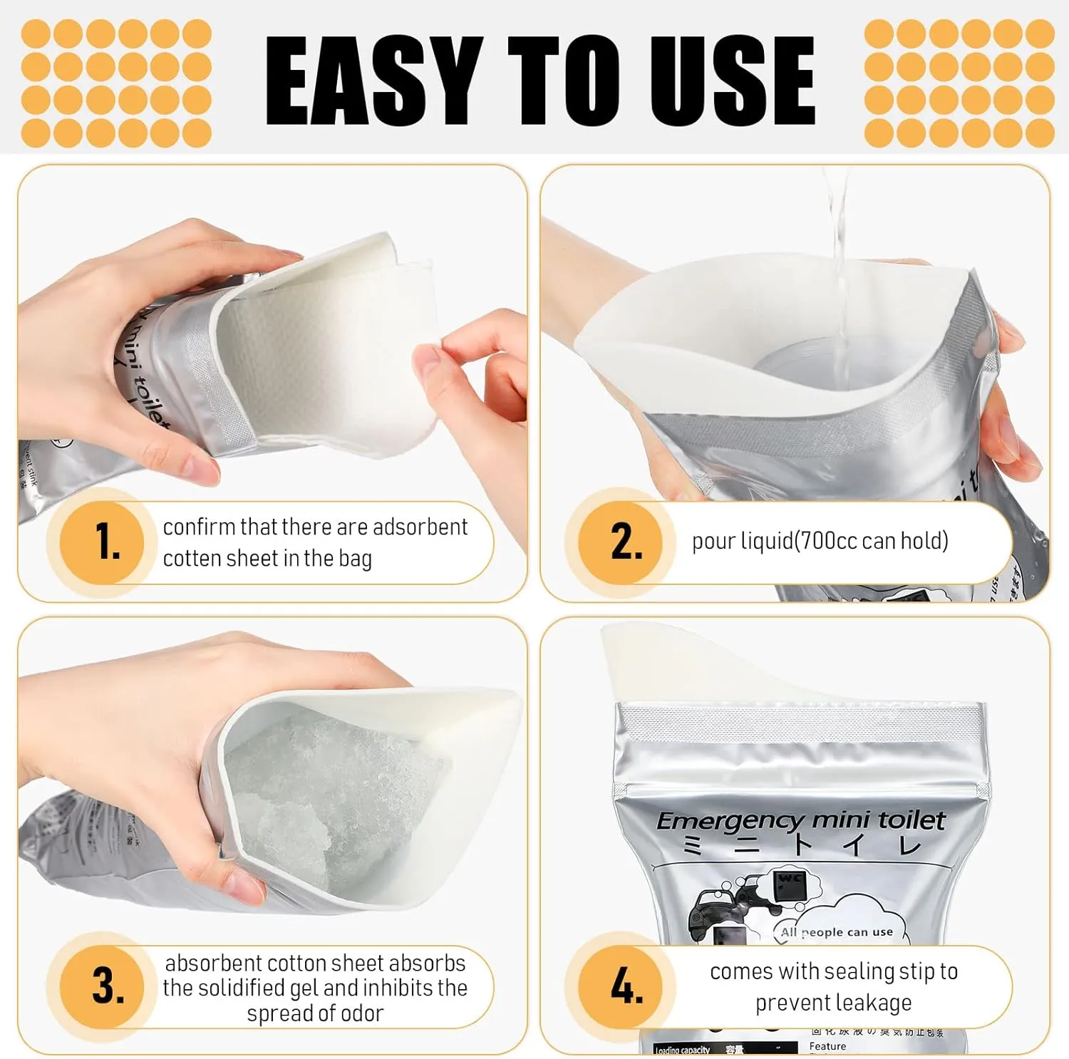 Nuogo 50 Pcs Disposable Urinal Bag Portable Camping Pee Unisex Female Urinal Vomit Bags for Travel, Camping, Hiking for Women Men Kids Patient