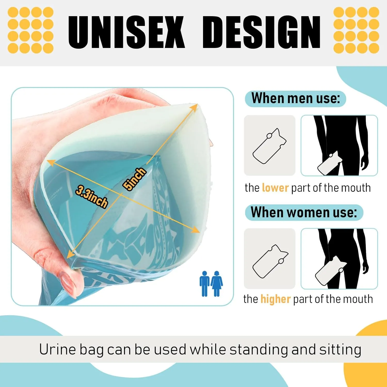 Nuogo 50 Pcs Disposable Urinal Bag Portable Camping Pee Unisex Female Urinal Vomit Bags for Travel, Camping, Hiking for Women Men Kids Patient