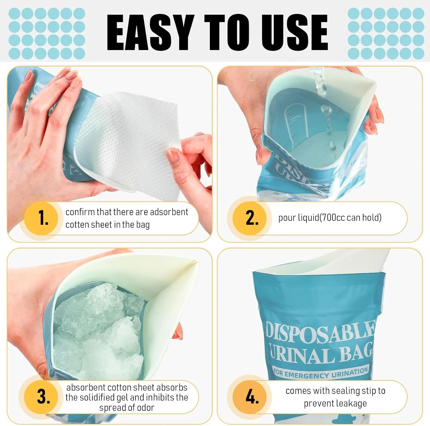 Nuogo 50 Pcs Disposable Urinal Bag Portable Camping Pee Unisex Female Urinal Vomit Bags for Travel, Camping, Hiking for Women Men Kids Patient