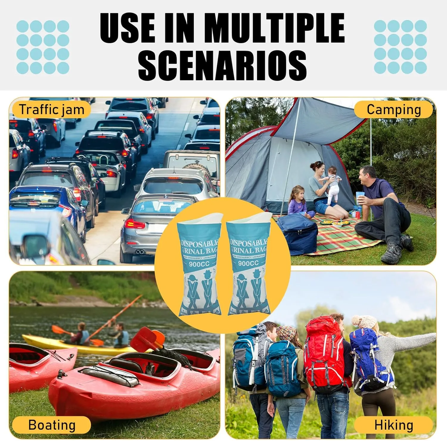 Nuogo 50 Pcs Disposable Urinal Bag Portable Camping Pee Unisex Female Urinal Vomit Bags for Travel, Camping, Hiking for Women Men Kids Patient