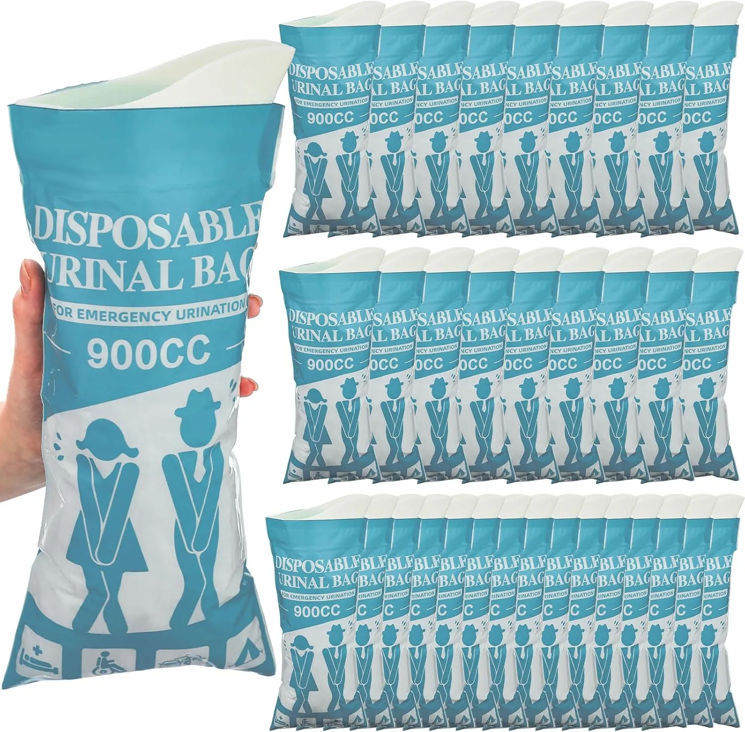 Nuogo 50 Pcs Disposable Urinal Bag Portable Camping Pee Unisex Female Urinal Vomit Bags for Travel, Camping, Hiking for Women Men Kids Patient
