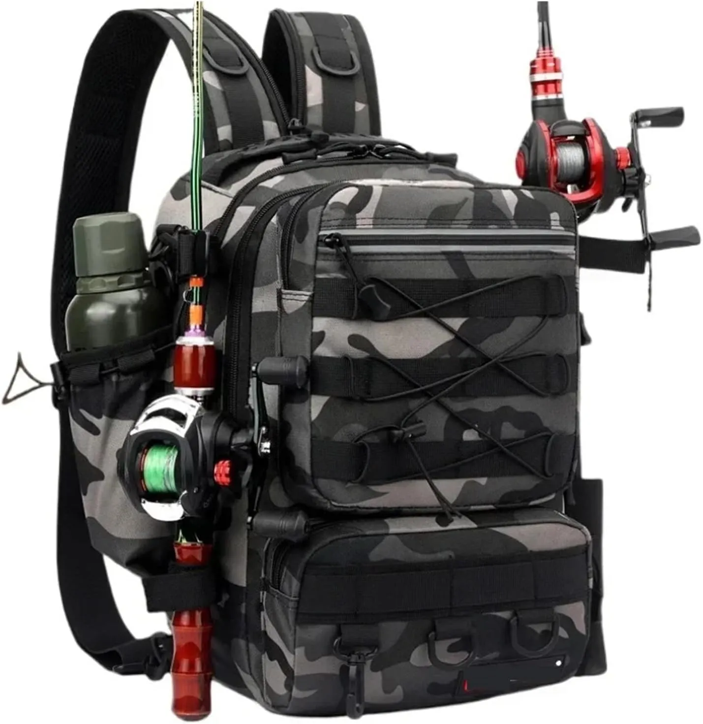 Nylon Waterproof Outdoor Rucksacks Sports Camping Hiking Trekking Fishing Hunting Bag(Gray)